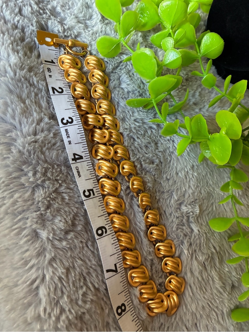 Gold Tone Knot Link Necklace - Women's Fashion Jewelry - Picture 6 of 6